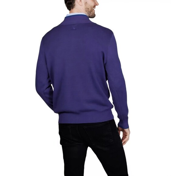 Tailorbyrd Mens Golf Pullover 1/4 Zip Knit Sweater Size Large Eggplant Blue - Picture 2 of 11